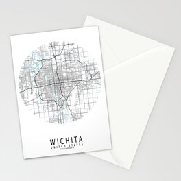 Wichita City Map of Kansas, USA - Circle Stationery Card