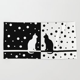 Cats,Black and White 82 Beach Towel