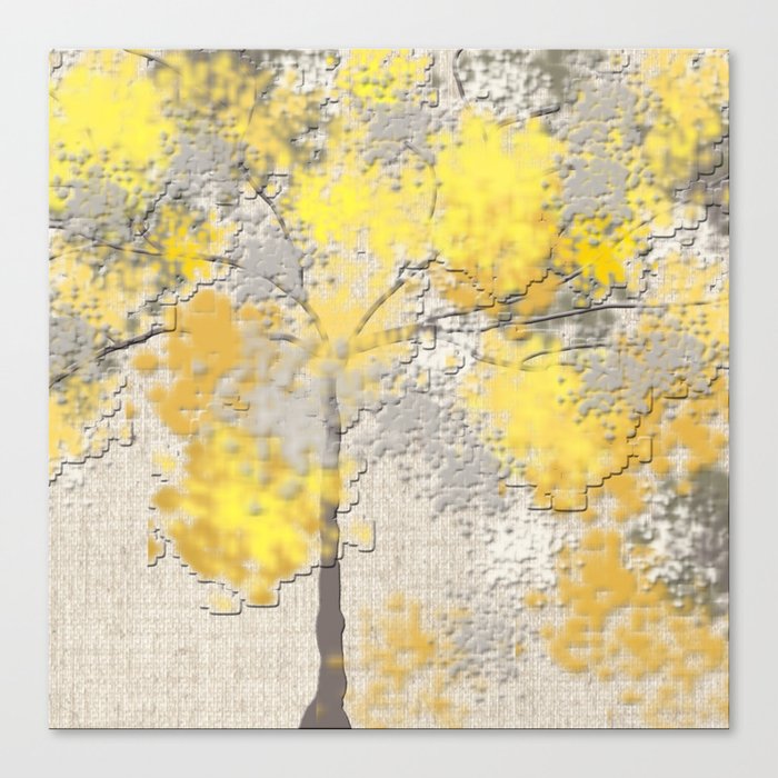 Abstract Yellow and Gray Trees Canvas Print