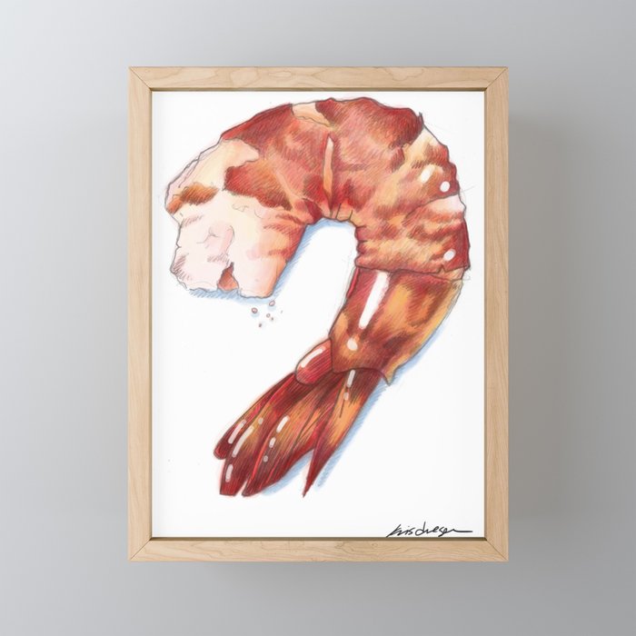 Tail-On Shrimp Framed Mini Art Print