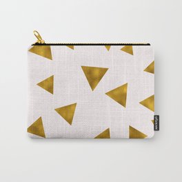 Soft Pink And Rustic Gold Triangles Carry-All Pouch