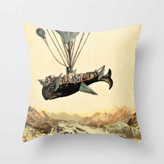 whale flight I Throw Pillow