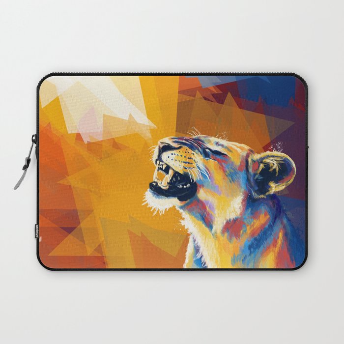 In the Sunlight - Lion portrait, animal digital art Laptop Sleeve
