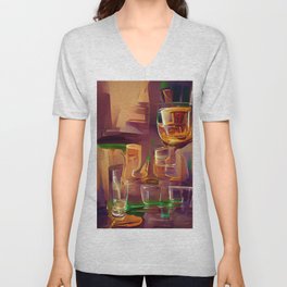 Irish Whiskey and Tall Glasses V Neck T Shirt