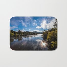 Morning Country River Bath Mat | Sunlight, Clouds, Sky, Color, Morning, Water, Photograph, Nature, Landscape, Digital 