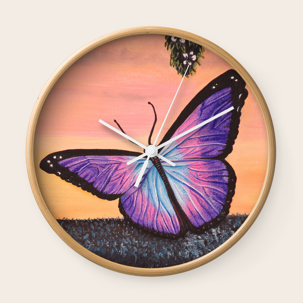 L Amour Est Un Papillon Wall Clock By Annie Leroux Society6