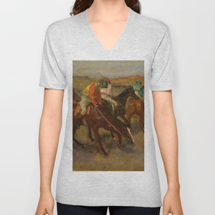 Edgar Degas "Before the race" V Neck T Shirt