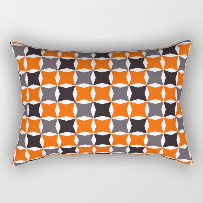 A Nice Orange and Grey Geometric Pattern   Rectangular Pillow
