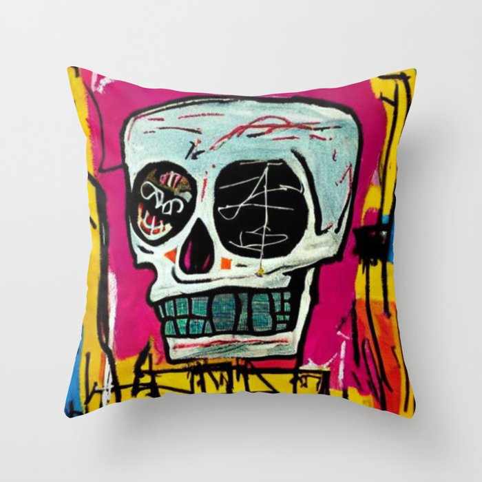Grills Graffiti Skull Head Urban Painting Throw Pillow