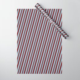 [ Thumbnail: Slate Gray, Light Blue, and Maroon Colored Stripes Pattern Wrapping Paper ]