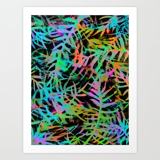 Electric Palms - Black Art Print