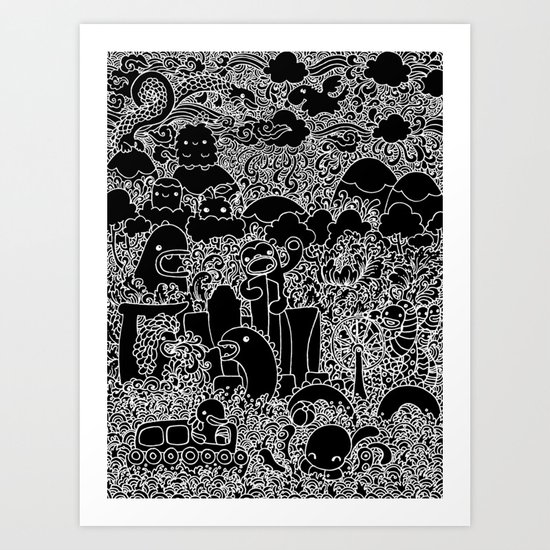Oodles of Doodles of Singapore (Black) Art Print