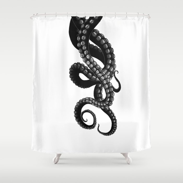 Get Kraken Shower Curtain | Animals, Black-white, Horror, Sci-fi