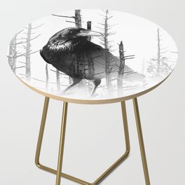 Common Raven Among The Trees Side Table