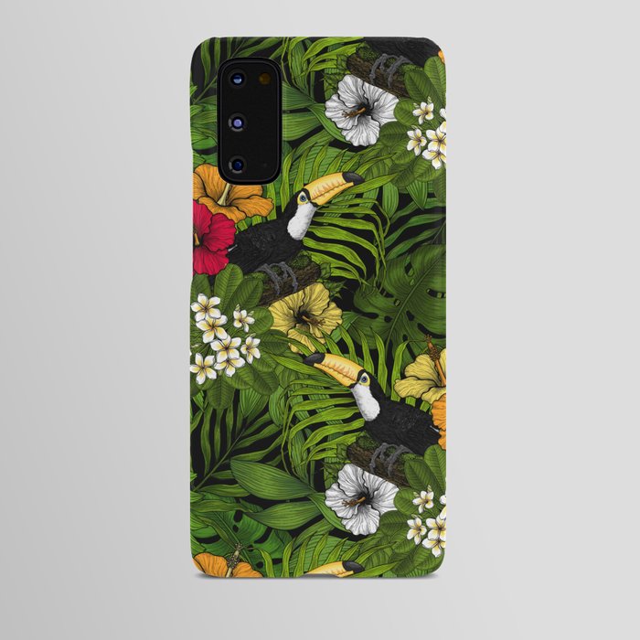 Toucans and tropical flora, green, yellow, red and orange Android Case