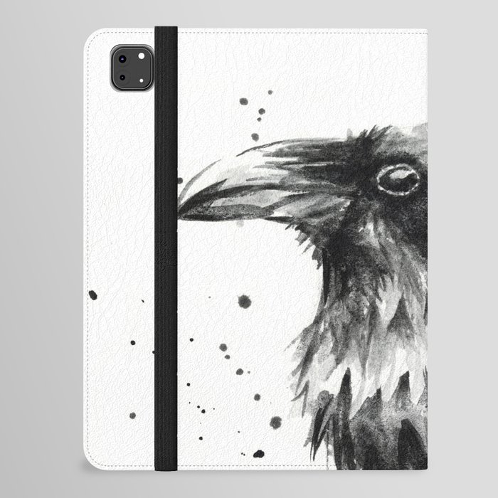Raven Watercolor Bird Animal iPad Folio Case