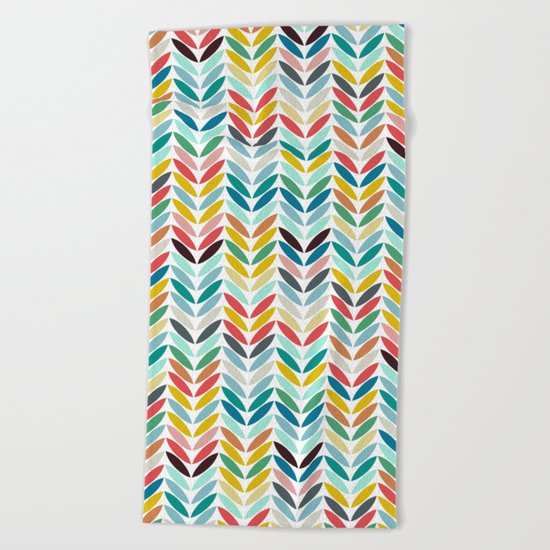 llama leaf arrow chevron white Beach Towel