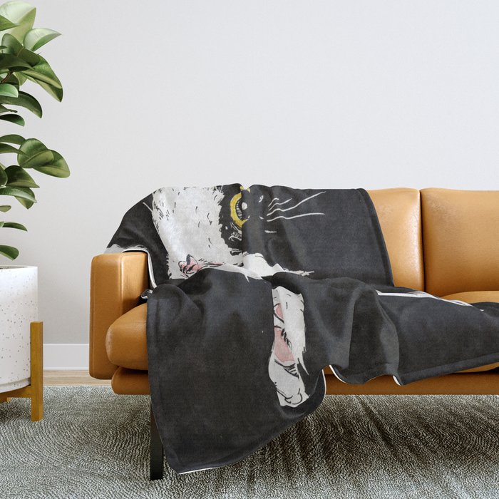Black and white cat Throw Blanket