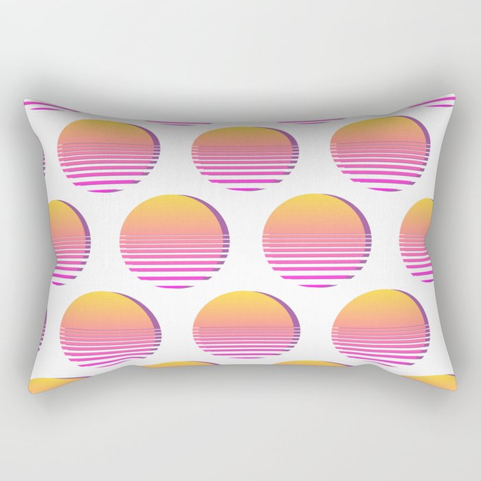 80s Gradient Retro Vaporwave Sun Rectangular Pillow