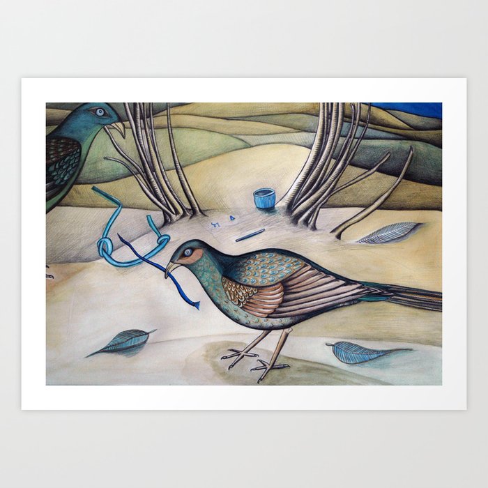 Bower Birds In My Backyard Art Print By Littlepapertree Society6