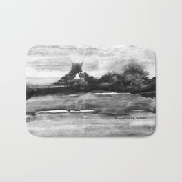 Distant Smoke Black and White Bath Mat | Evacuate, Watercolor, Hazyskies, Burning, Unitedstates, Disaster, Scorch, Fire, Painting, Westernwildfires 