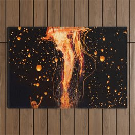 Jellyfish Rising from the Flames Outdoor Rug
