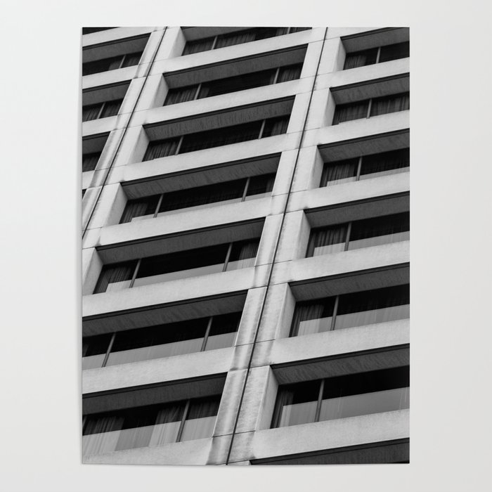 Black and White Apartment Windows Poster