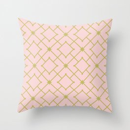 Pastel Pink Stars and Squares Lattice Art Print Throw Pillow