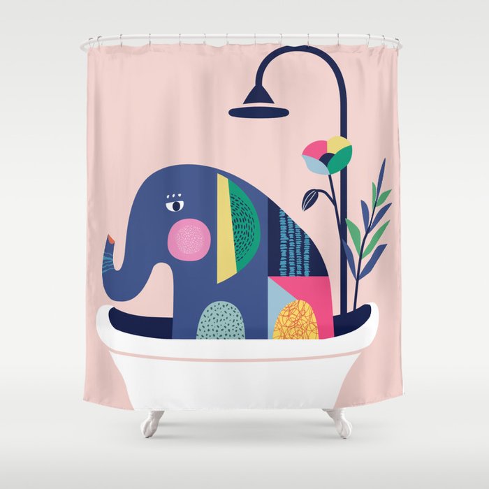 Elephant in the tub Shower Curtain
