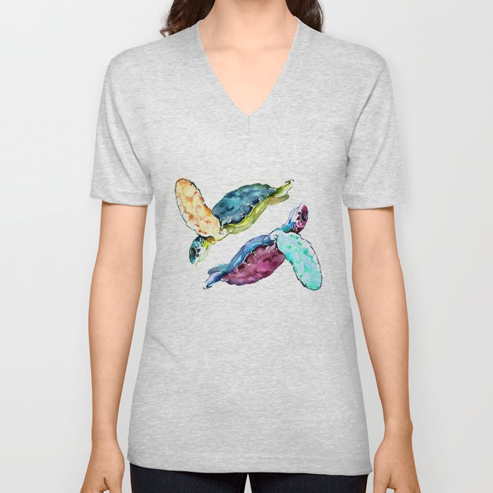 Sea Turtle, two turtles, family, love V Neck T Shirt