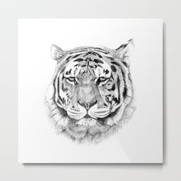 Tiger  Metal Print | Animal, Black and White, Illustration, Graphic Design 