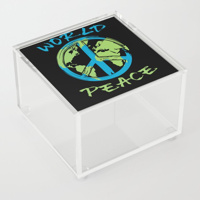 World Peace Earth Planet Peace Sign Acrylic Box