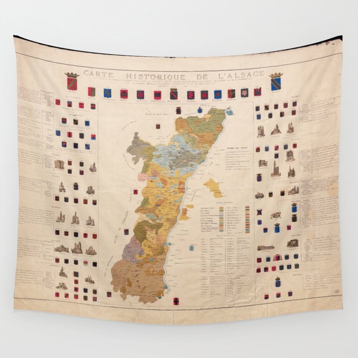 Historic Map of Alsace (1859) Wall Tapestry by Public Domain Gallery 