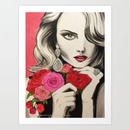 Girl with Roses Art Print