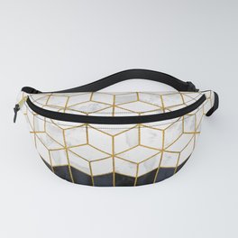 White Geo and Blue Navy Cube Pattern Fanny Pack