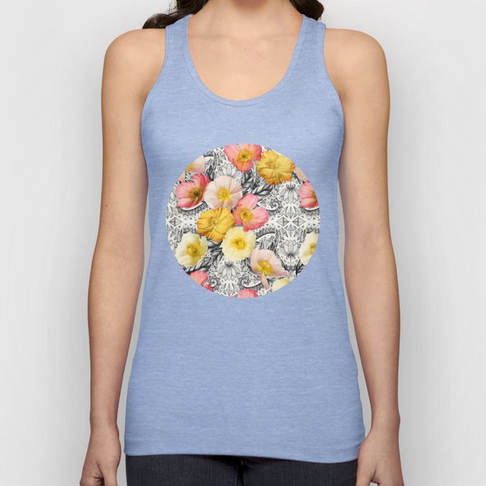 Collage of Poppies and Pattern Tank Top