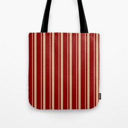 [ Thumbnail: Tan and Dark Red Colored Lines/Stripes Pattern Tote Bag ]