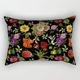 Elegant black flowers night garden, flowers repeat pattern, botanical pattern,floral illustration Rectangular Pillow