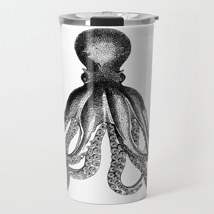 Octopus | Vintage Octopus | Tentacles | Black and White | Travel Mug