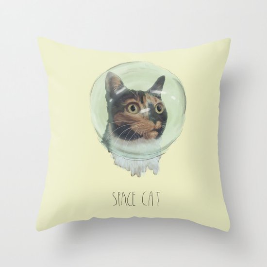 Space Cat Throw Pillow