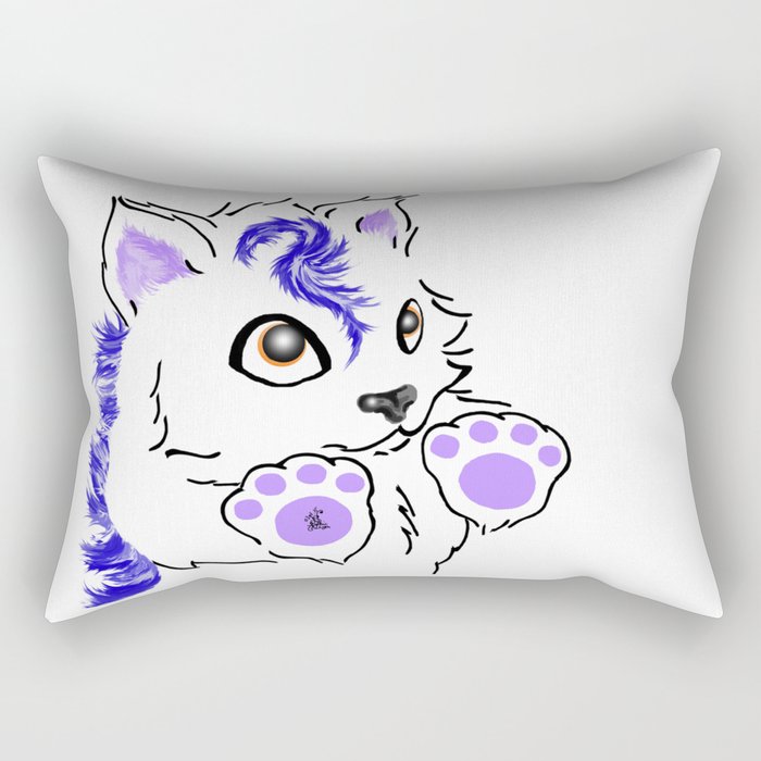 Snowfox - Blue Rectangular Pillow