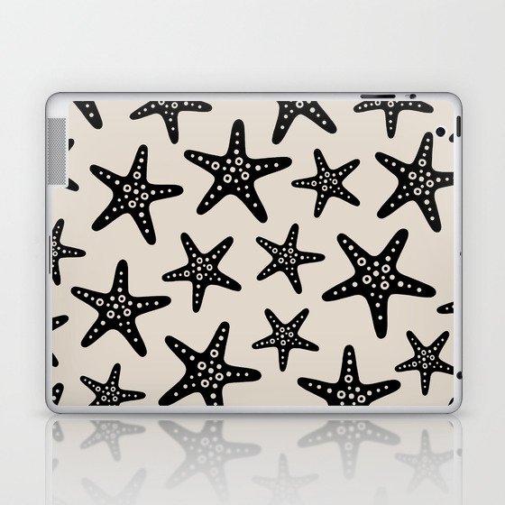 Sweet Starfish Pattern 248 Black and Linen White Laptop & iPad Skin