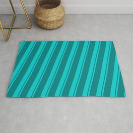 [ Thumbnail: Dark Turquoise & Teal Colored Striped/Lined Pattern Rug ]