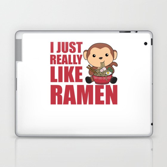 Ramen Japanese Noodles Sweet Monkey Eats Ramen Laptop & iPad Skin