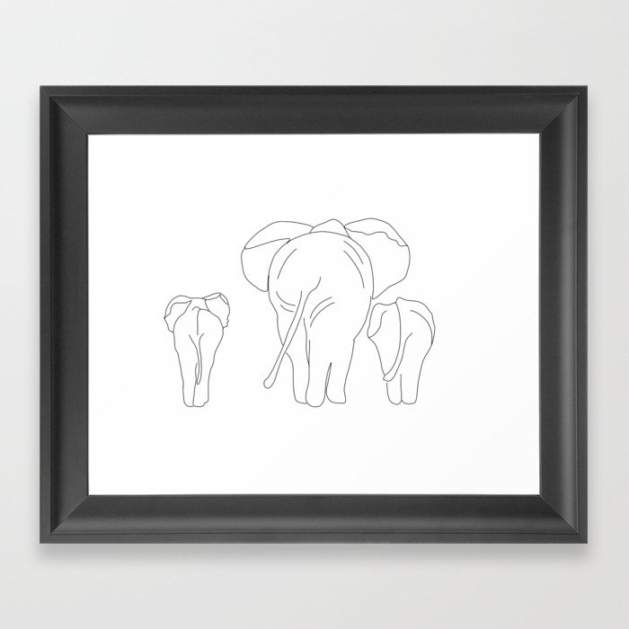 Minimalistic Elephants Framed Art Print