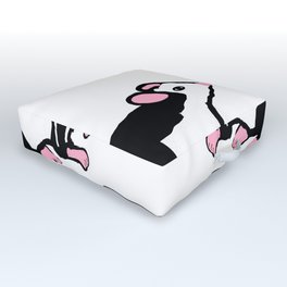 Rat.2 Outdoor Floor Cushion | Comic, Blackandwhiterat, Black And White, Watercolor, Cutepets, Drafting, Pattern, Cartoon, Rat, Stencil 
