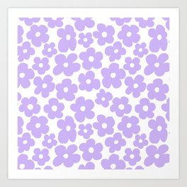 Pastel Purple Flowers - Vintage Floral Pattern Decor - Seamless Pattern  Art Print