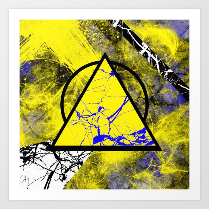 Night And Day Blue And Yellow Black And White Abstract