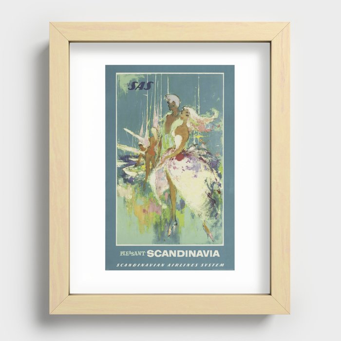 Pleasant Scandinavia, SAS, Scandinavian Airlines System - Vintage Travel Poster Recessed Framed Print