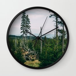 Evergreen Mountain Forest Wall Clock